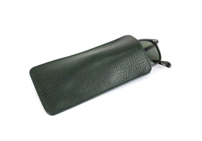 Eye Glass Case-Green in smooth tumbled leather