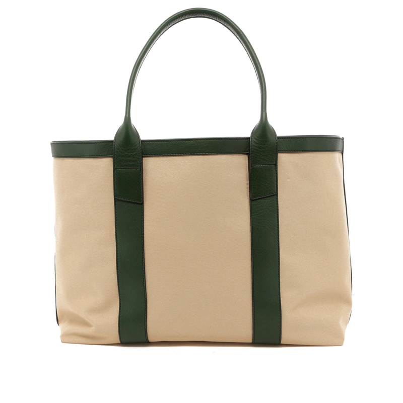 Large Working Tote - Greenish Khaki/Green Trim - Twill in 