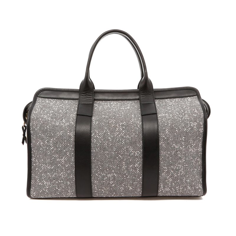 Small Travel Duffle - Greystone/Black Trim - Tweed Sunbrella in 
