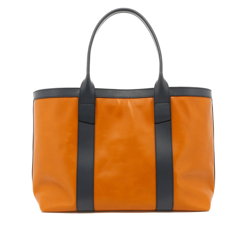Large Working Tote - Honey Gold/Battleship Grey Trim - Tumbled in 