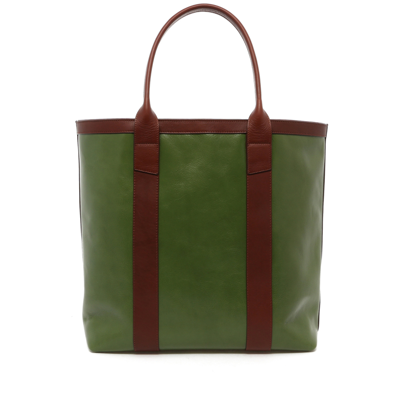 Tall Tote - Ivy Green/Chestnut - Tumbled in 