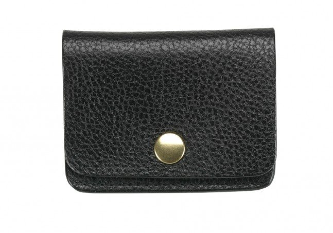 Coin Wallet-Black in smooth tumbled leather