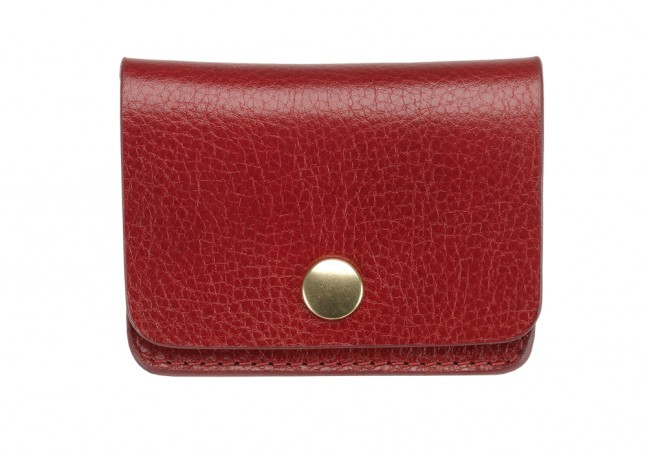Coin Wallet-Red in smooth tumbled leather