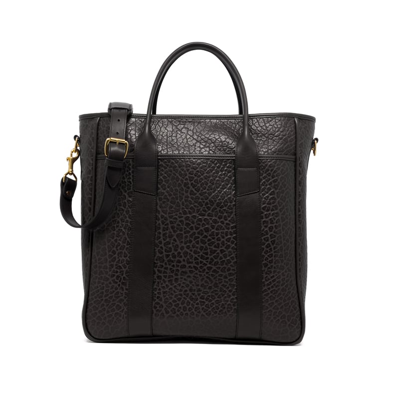 Commuter Tote Shrunken-Black in shrunken grain leather