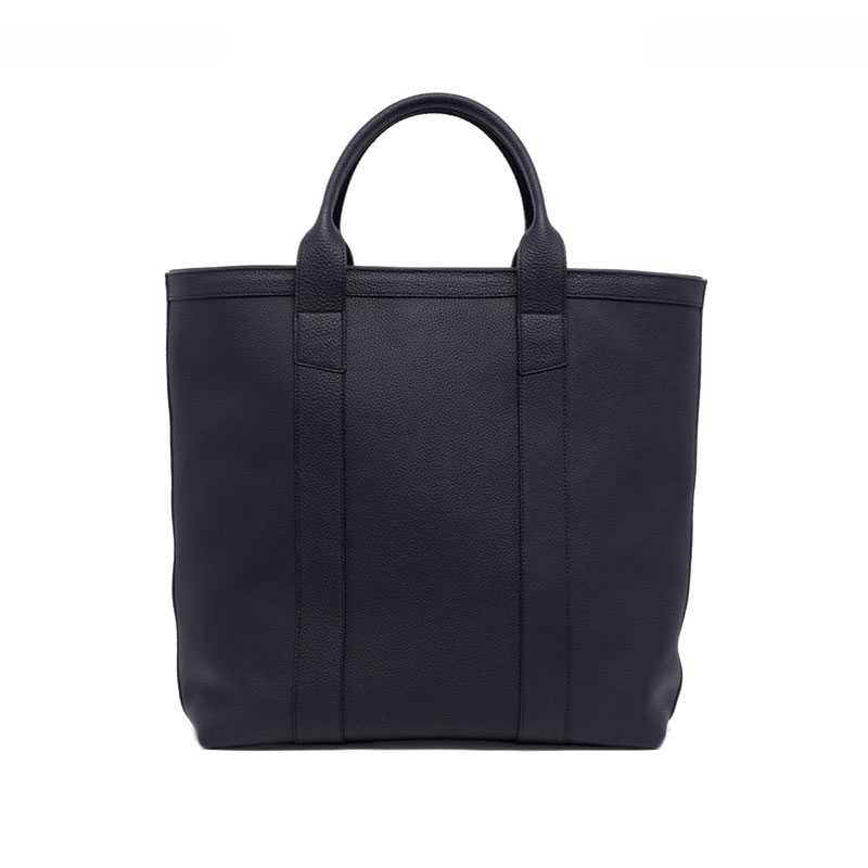 Tall Tote - Black - Zip-Top Closure - Shrunken Grain Calf in 