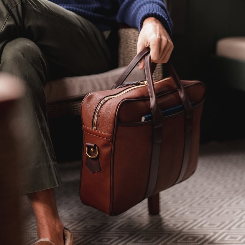 Chèvre Commuter Briefcase in goat skin