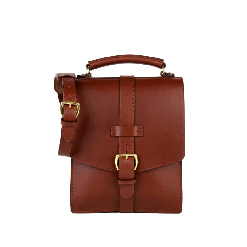 Buckle Messenger Bag in harness belting leather