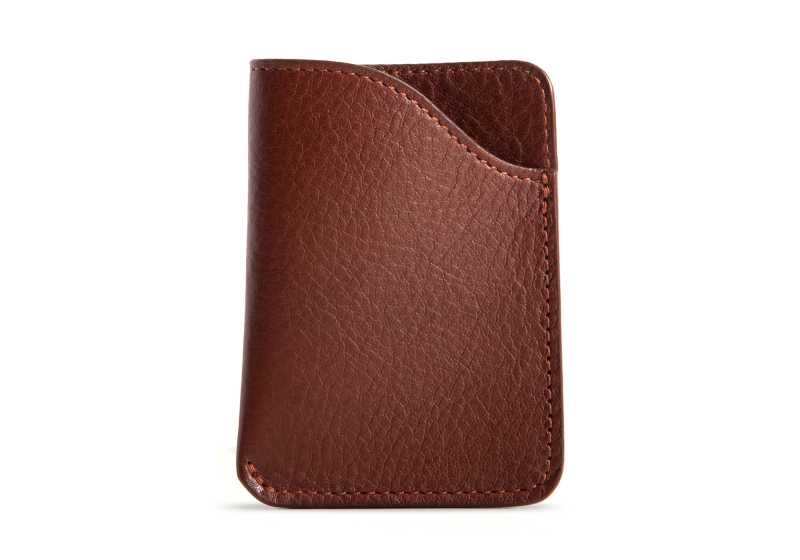 Card Wallet-Chestnut in smooth tumbled leather