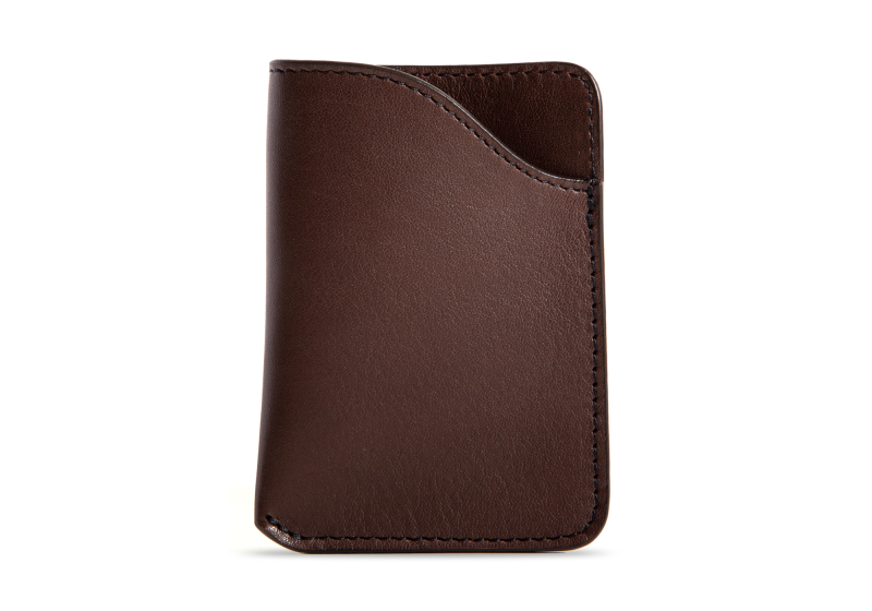 Card Wallet-Chocolate in smooth tumbled leather