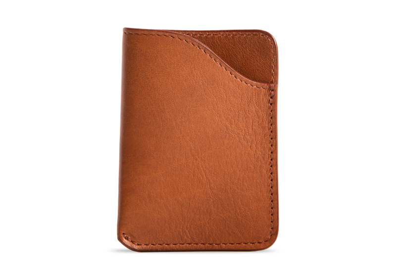 Card Wallet-Cognac in smooth tumbled leather