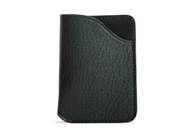 Card Wallet-Green in smooth tumbled leather