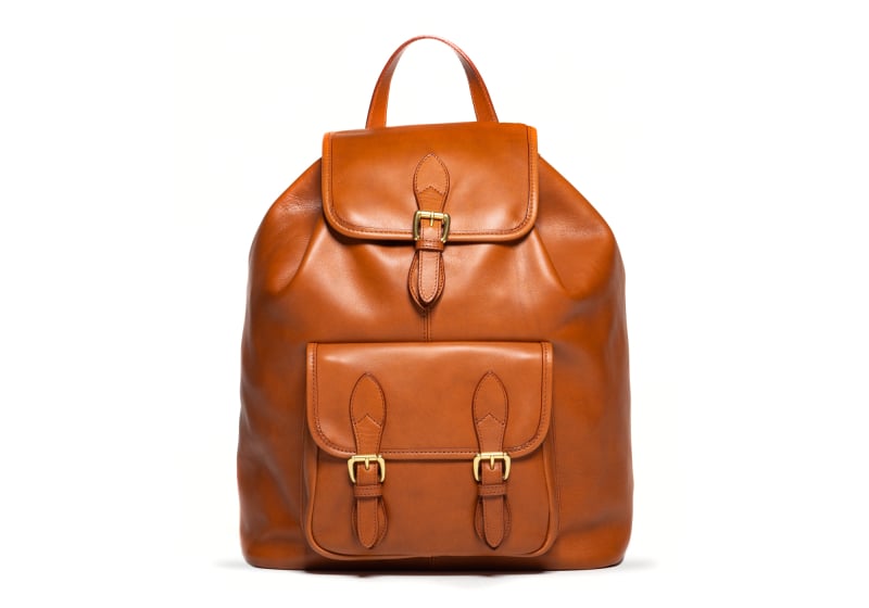 Classic Backpack-Cognac in smooth tumbled leather