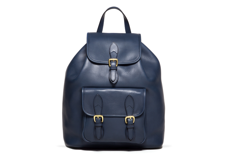 Classic Backpack-Navy in smooth tumbled leather