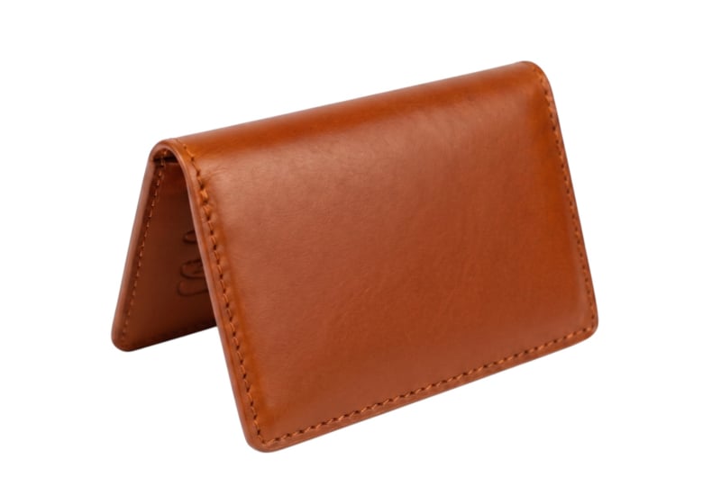 Folding Card Case-Cognac in smooth tumbled leather