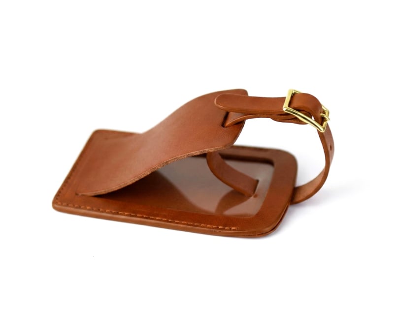 Luggage ID Tag-Cognac in smooth tumbled leather