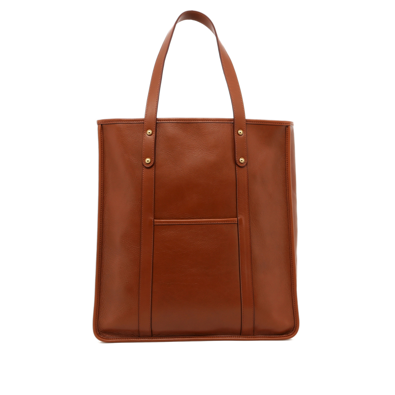 Leather Market Tote-Cognac in smooth tumbled leather