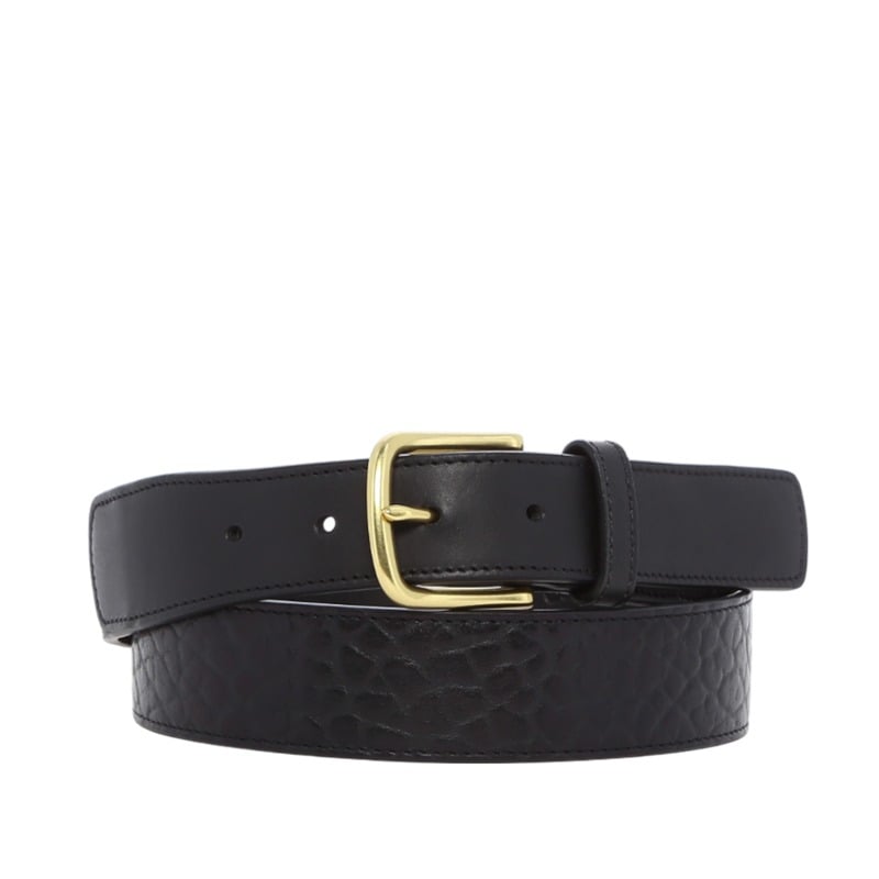 Leather Tab Belt in shrunken grain leather