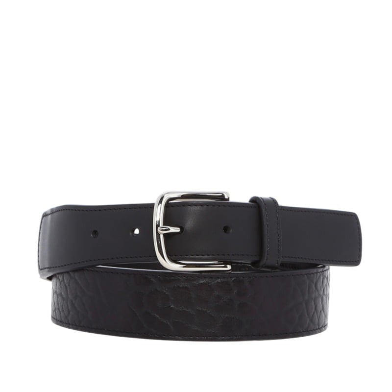Leather Tab Belt in shrunken grain leather