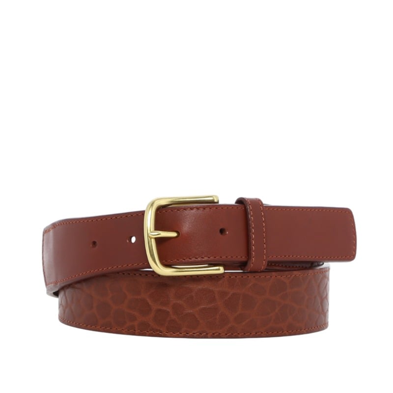 Leather Tab Belt in shrunken grain leather