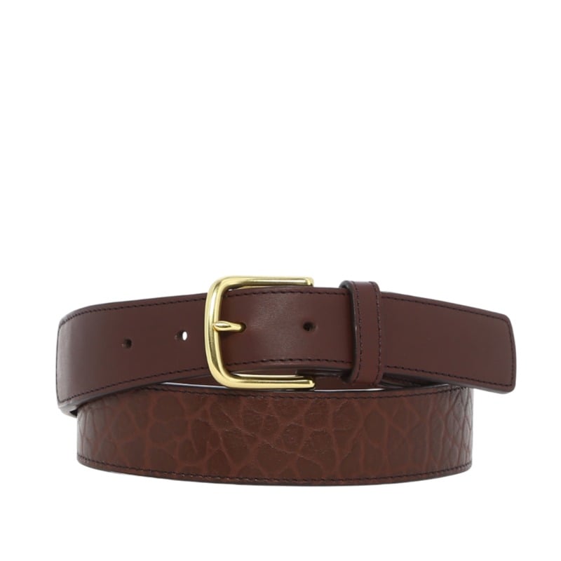 Leather Tab Belt in shrunken grain leather