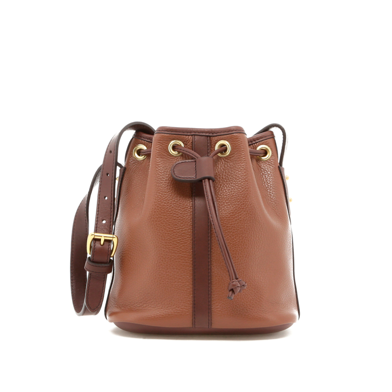 Mini Bucket Bag - Milk Chocolate/Chocolate - Pebbled Leather in 