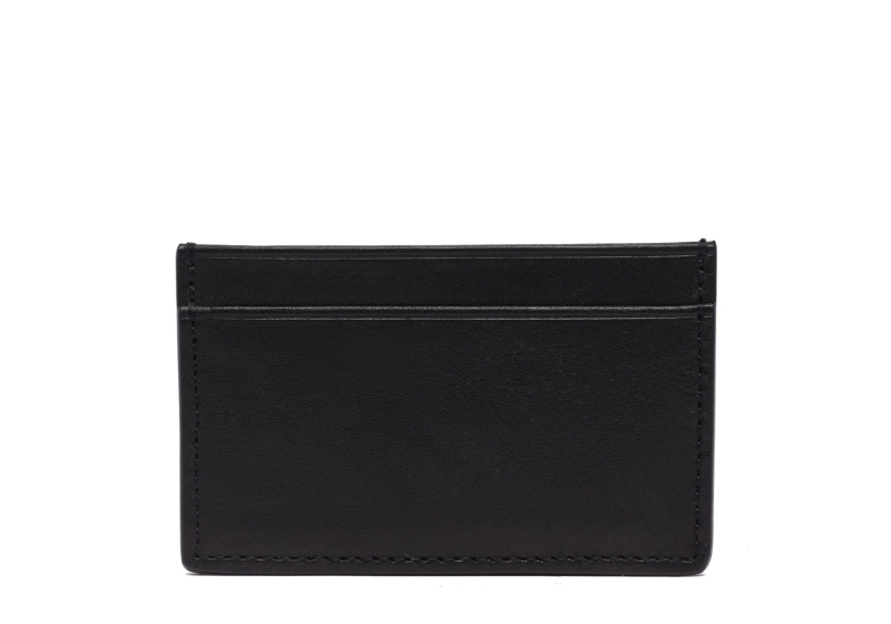 Mini Card Wallet-Black in smooth tumbled leather