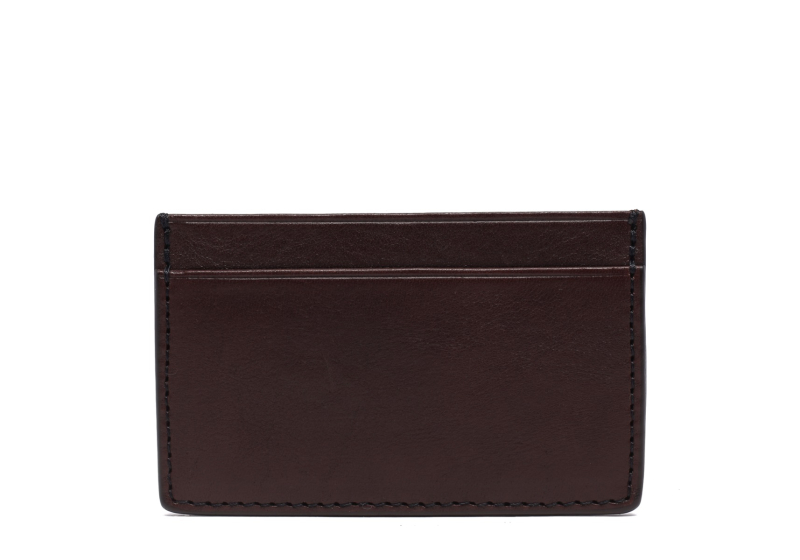 Mini Card Wallet-Chocolate in smooth tumbled leather