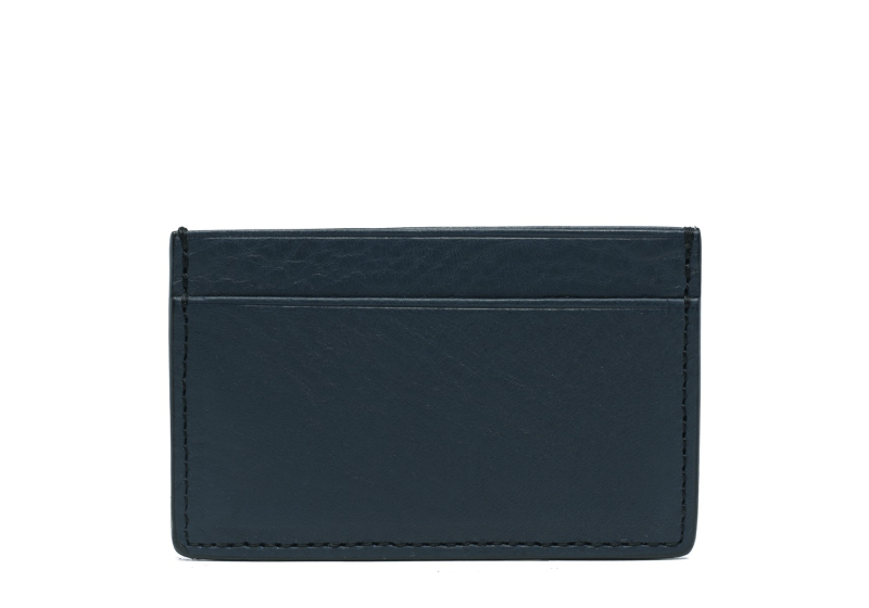 Mini Card Wallet-Navy in smooth tumbled leather
