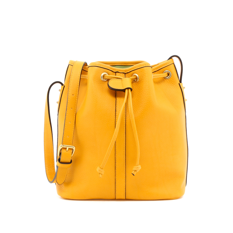 Bucket Bag - Mustard/Lilypad Interior - Tumbled in 