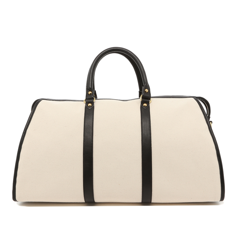 Hampton Duffle - Natural/Black Trim - 18oz Canvas - Black Cordura in 