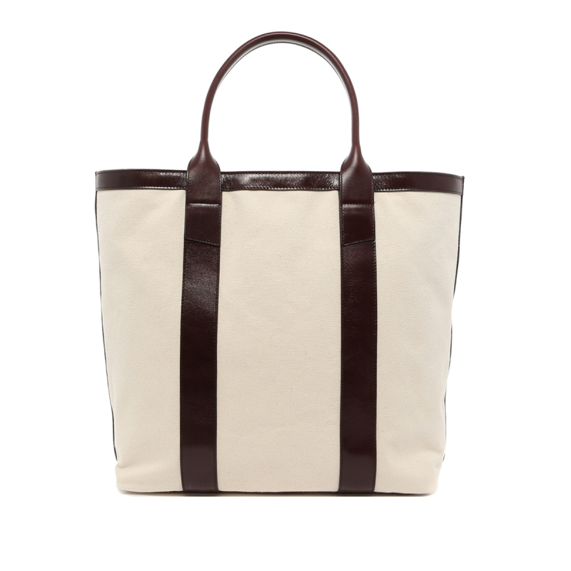 Tall Tote - Natural 18 oz Canvas / Glossy Maroon Trim in 