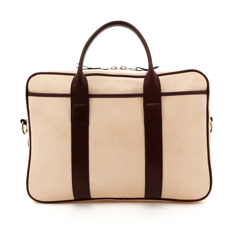 Commuter Briefcase - Natural / Burgundy Tumbled Leather in 