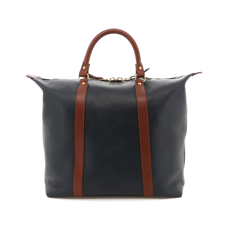 Hampton Tote - Navy / Chestnut Trim - Tumbled in 