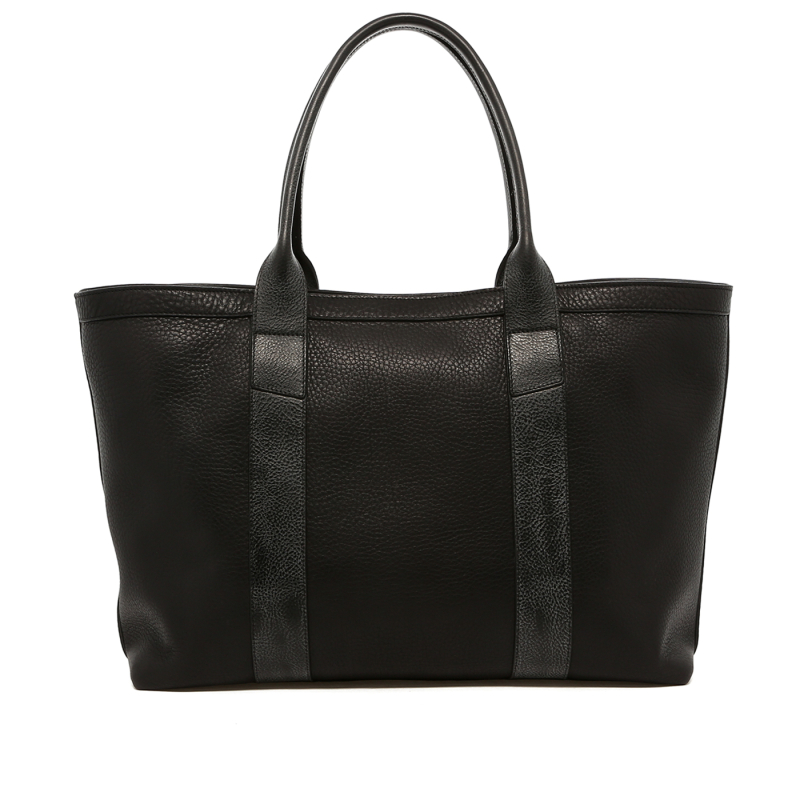 Large Working Tote - Black - Pebbled Leather - Black Cordura  in 