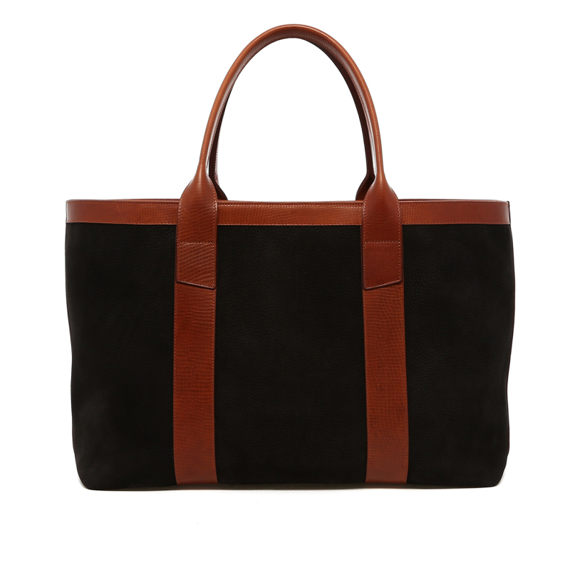 Large Working Tote - Black/Otter - Nubuck - Linen Interior  in 