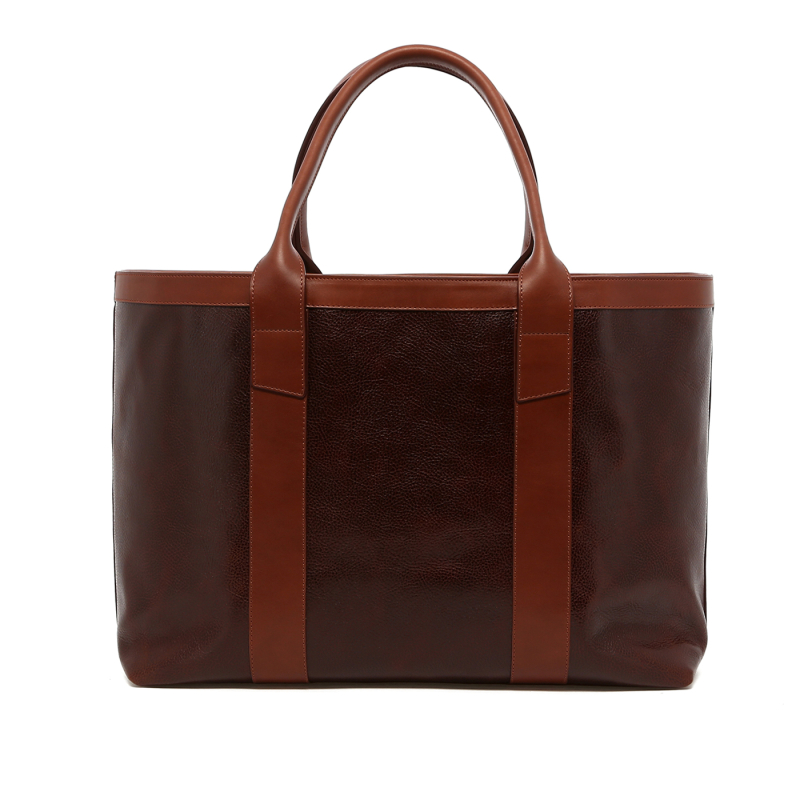 Large Working Tote - Glossy Root Beer/ Chestnut - Pacific Blue Interior  in 