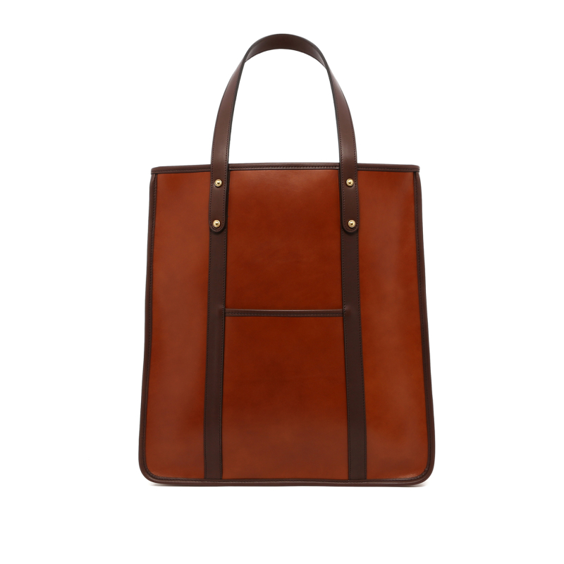 Market Tote - Sugar Almond/Chocolate - Belting Leather - Unlined  in 