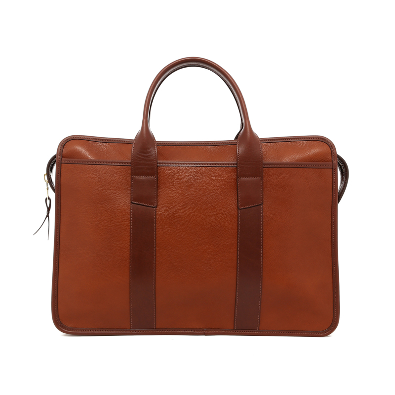Bound Edge Zip-Top - Hazel/Chestnut - Tumbled Leather in 