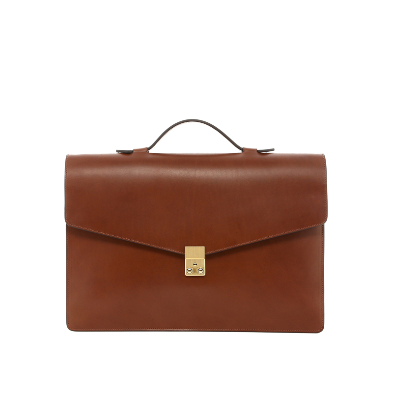 Port Brief - Ginger Bread - Belting Leather  in 