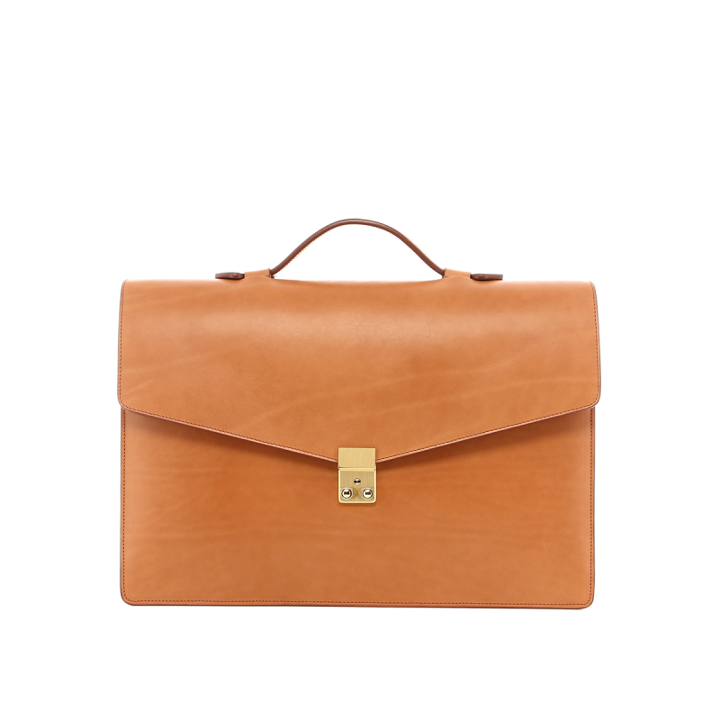 Port Brief - Natural Honey - Belting Leather  in 