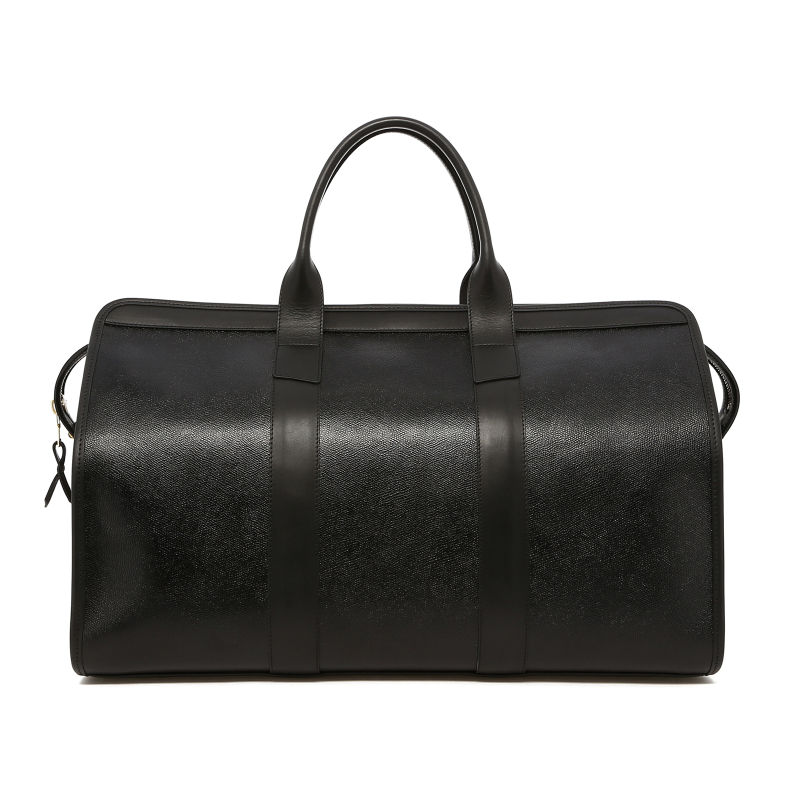 Signature Travel Duffle - Black Printed Grain Leather - Black Curdura in 