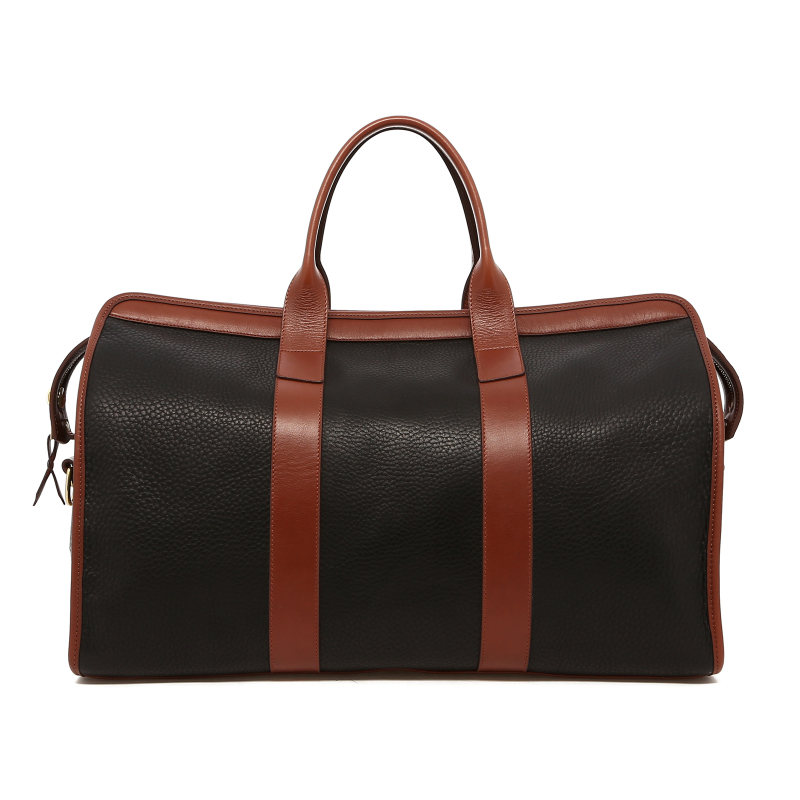 Signature Travel Duffle - Black/Chestnut - Pebbled Leather in 