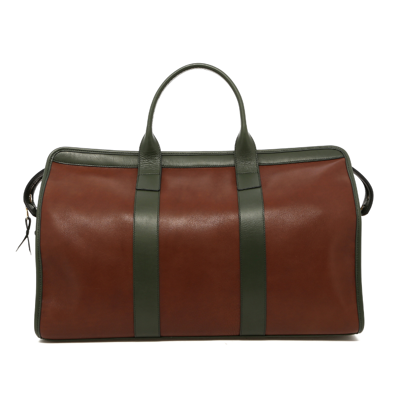 Signature Travel Duffle - Cocoa Brown/Green - Linen Interior  in 
