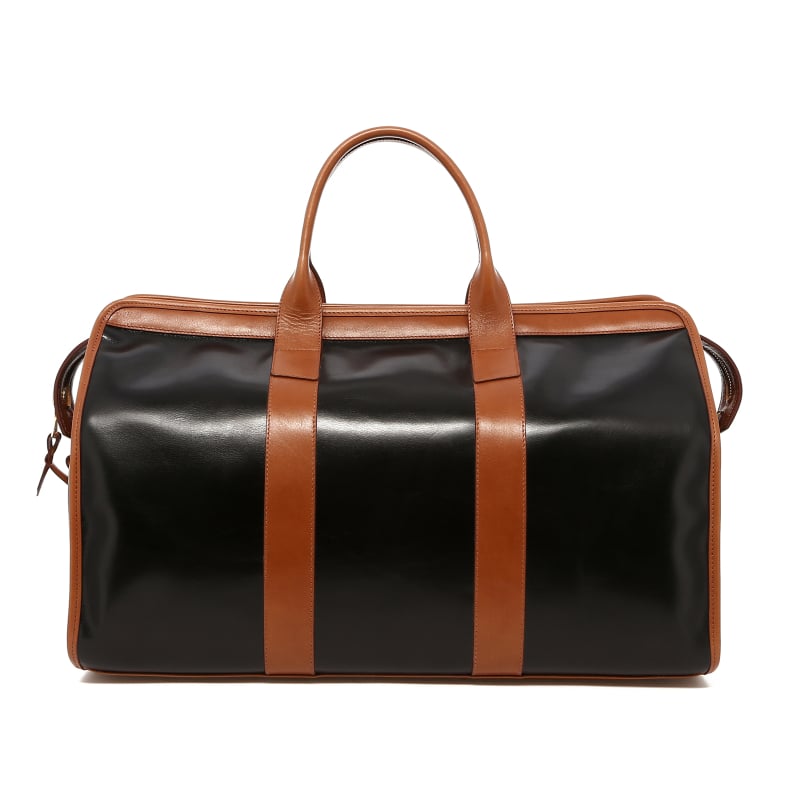 Signature Travel Duffle - Glossy Black Calf/Cognac - Black Curdura in 