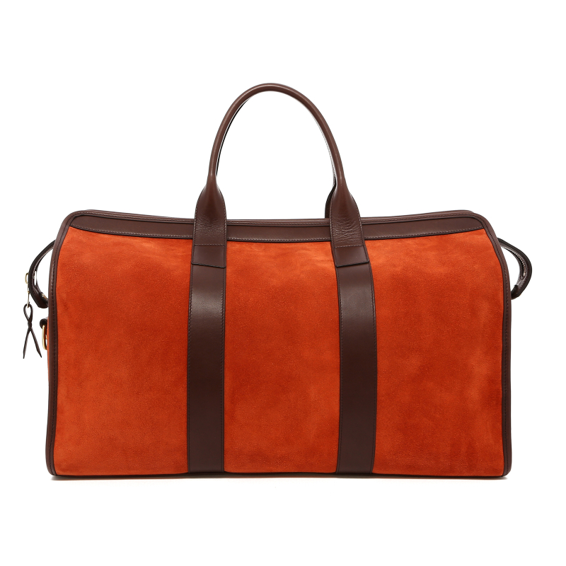 Signature Travel Duffle - Orange Rust Suede/Chocolate Trim in 