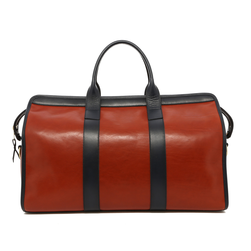 Signature Travel Duffle - Potters Clay/Navy - Tumbled Leather - Olive Canvas  in 