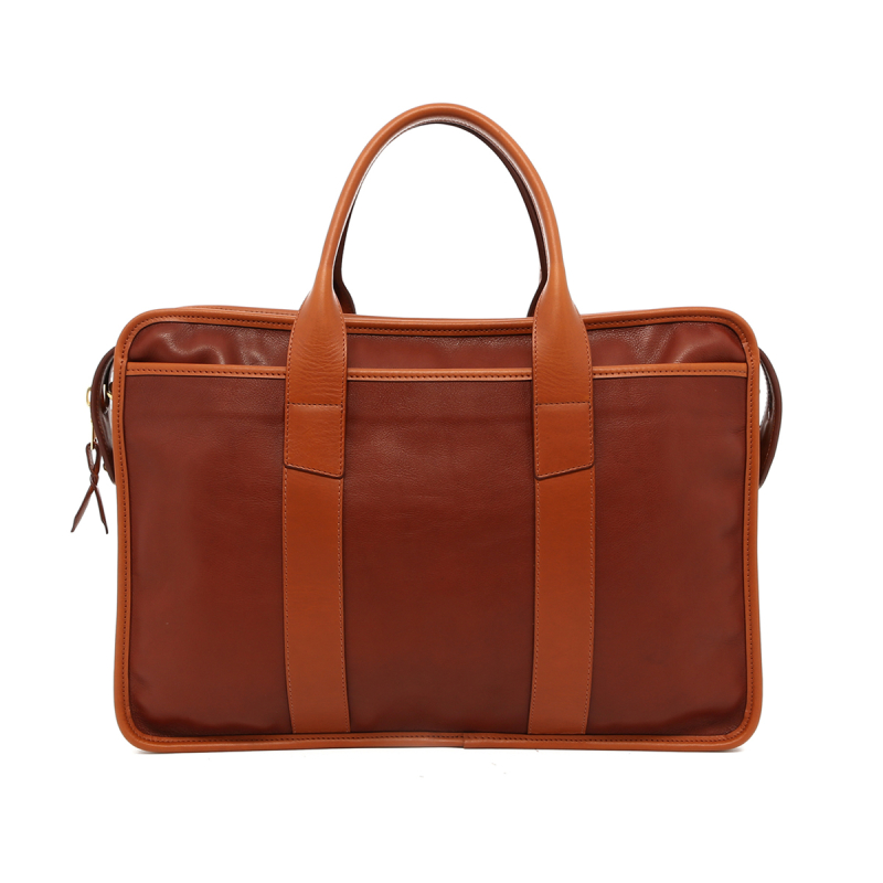 Bound Edge Zip-Top - Sierra/Cognac - Tumbled Leather in 