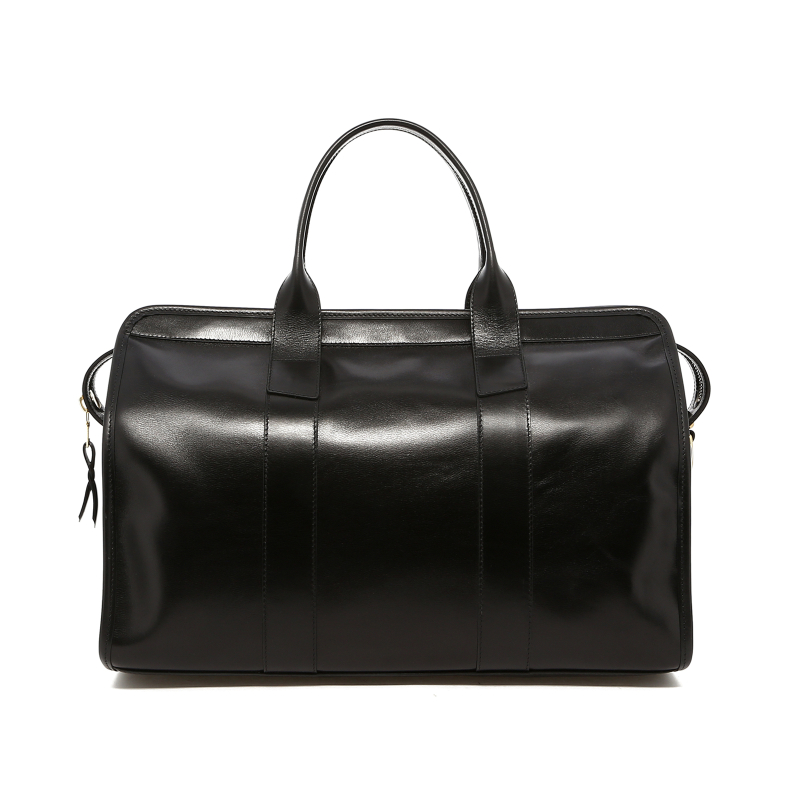 Small Travel Duffle - Smooth Black Calf - Black Cordura  in 