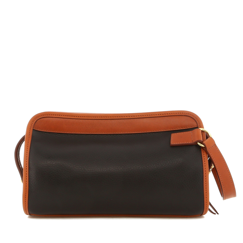 Small Travel Kit - Black Matte/Cognac - Tumbled Leather - Grey Cordura  in 