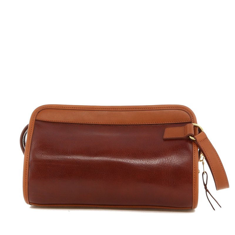 Small Travel Kit - Rum Raisin/Cognac - Tumbled Leather - Linen Interior  in 